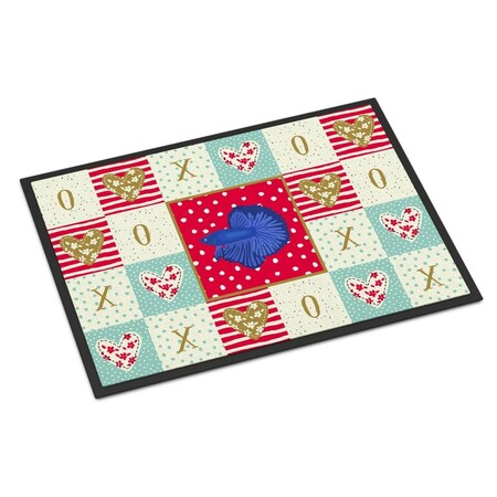Carolines Treasures 18 x 27 in. Delta Tail Betta Fish Love Indoor or Outdoor Mat CK5468MAT